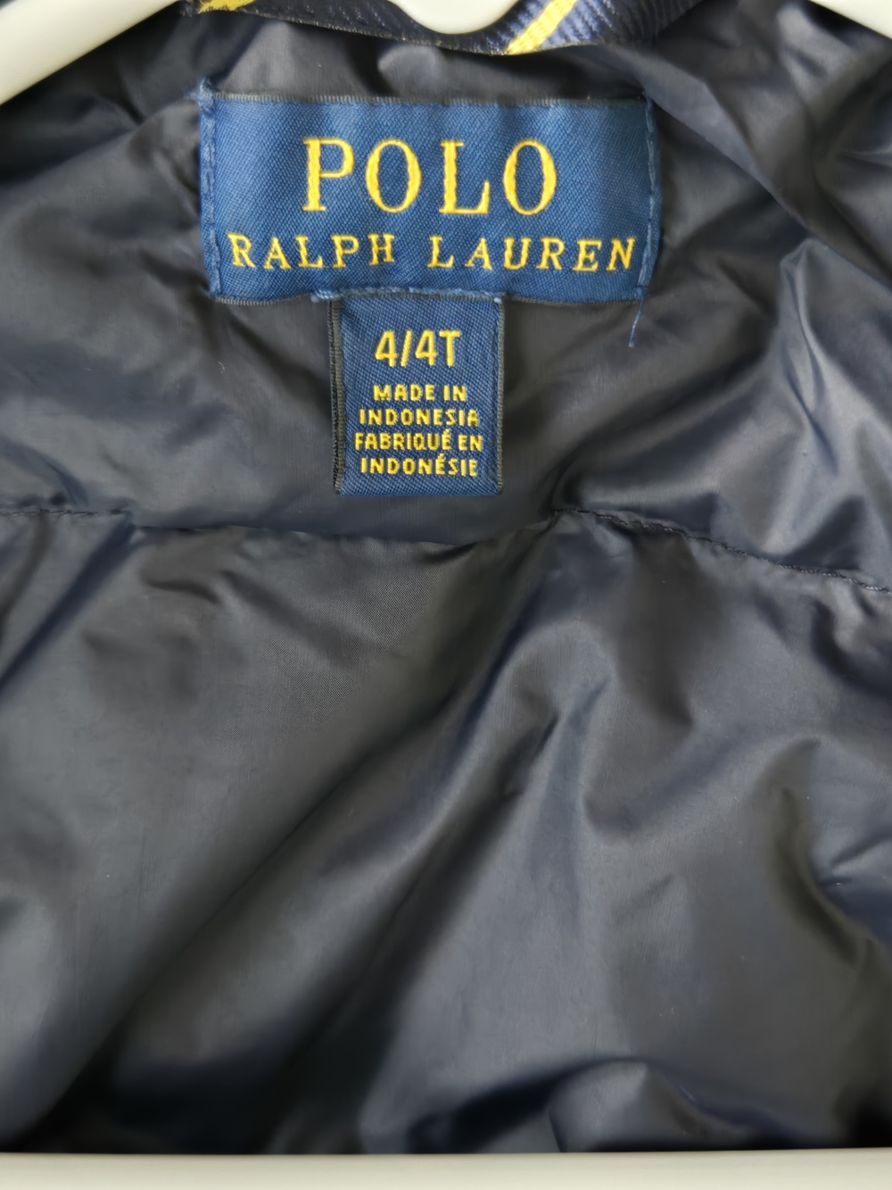 Polo Ralph Lauren Toddler Down Puffer Jacket Hooded Plaid Navy Green 4T - Picture 12 of 12